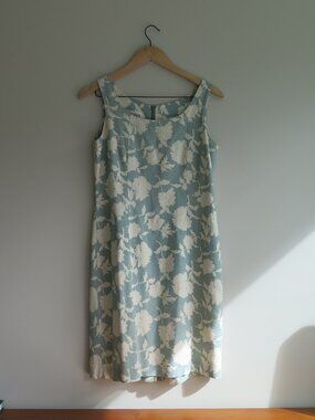Sleeveless Light Blue Floral Midi Dress by